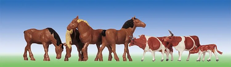 Paarden, koeien bruin gevlekt