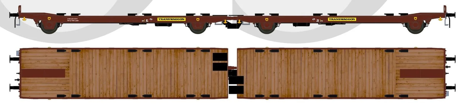 Vlakwagen Laads/Laaps Twa 1060 Bruin