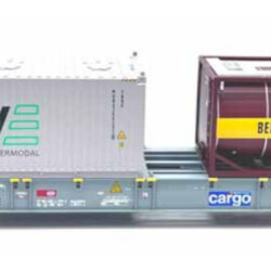 B models  Sgns wagon, SBB Cargo, with 30ft Bulk container MOVE + tankcontainer Bertschi  54.173