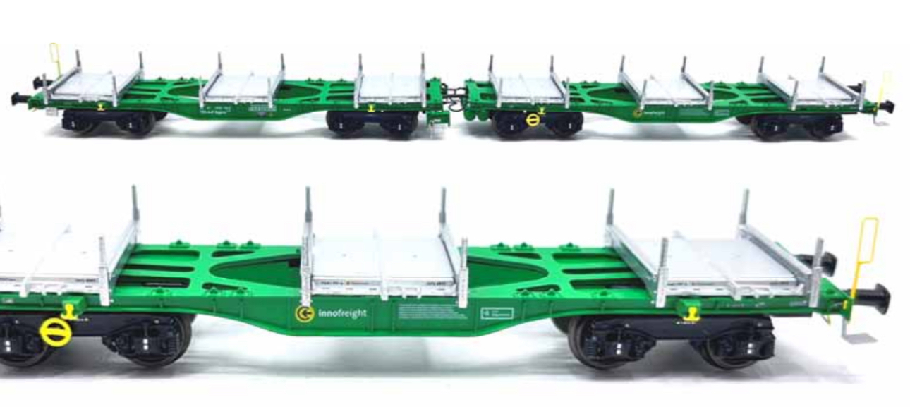 B models Set InnoWaggon , with 6 innofreight SteelPallets - Green 90.420