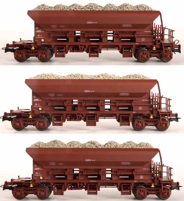 B models / van Biervliet Set NMBS, 3 balastwagens + belading, tijdperk IV - onderhoud door Saint-Ghislain 84012