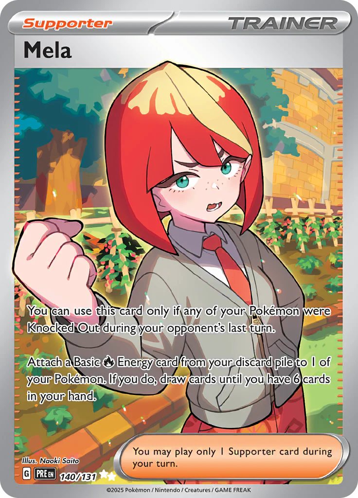 Pokemon prismatic evolutions / Mela / 140/131 / holo